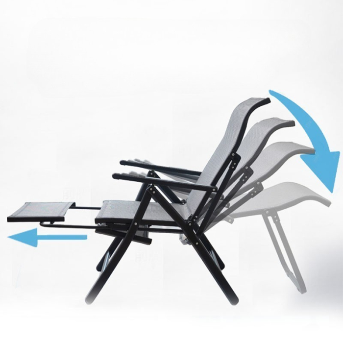 Scaun 2in1 de Gradina, , Sezlong, Suport Picioare, Pliabil, Cadru Metalic, Impermeabil, 47 x 110 x 46 cm, Negru [5]