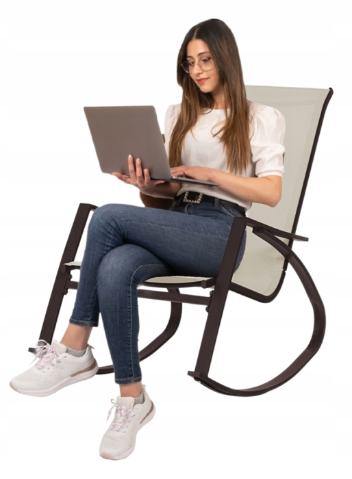 Scaun balansoar de gradina din metal si textil, 60x104x95 cm, capacitate 120 kg, crem [2]