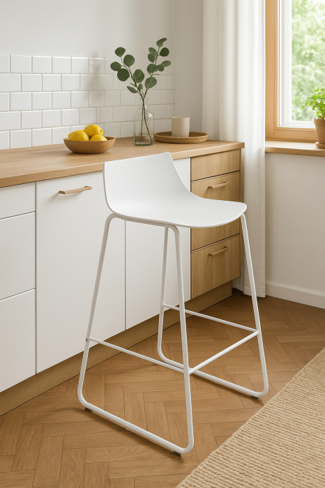 Scaun bar Atmosphera Otac, 47x49x83 cm, polipropilena si metal, alb [5]