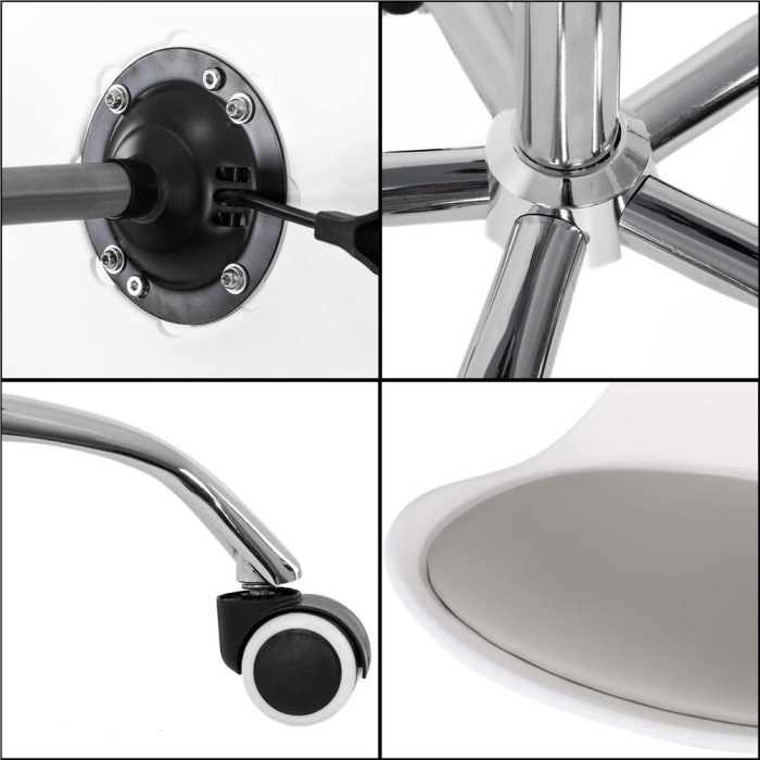 Scaun birou ergonomic, cu sezut din spuma, reglabil pe inaltime, maxim 120 kg, 90x49x48 cm, alb si gri [18]