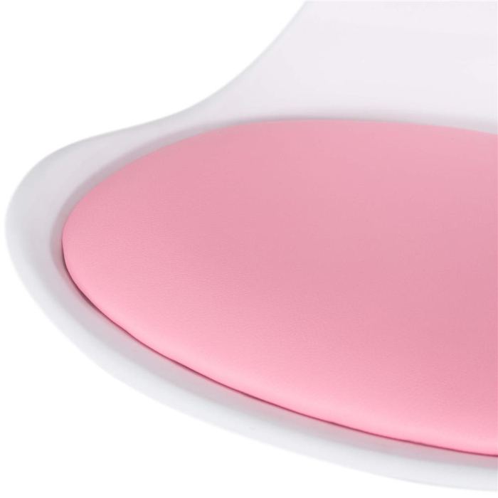 Scaun birou ergonomic, cu sezut din spuma, reglabil pe inaltime, maxim 120 kg, 90x49x48 cm, alb si roz [23]