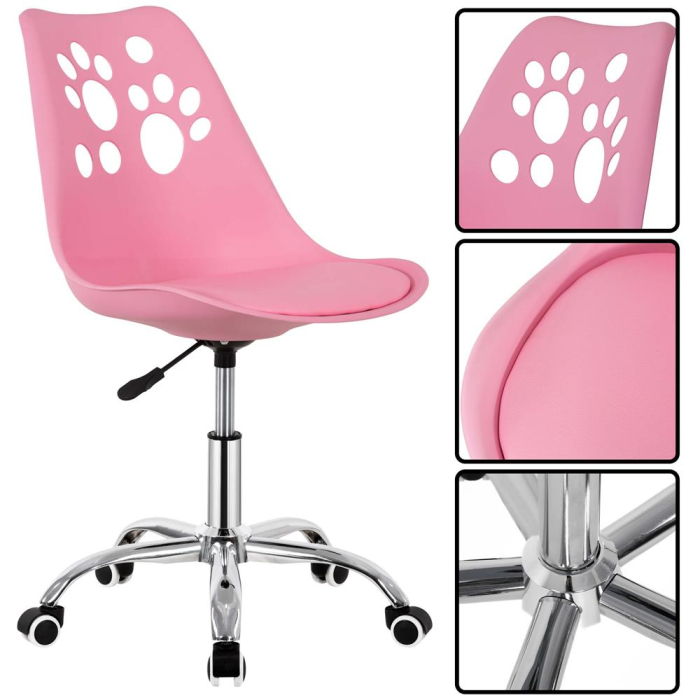 Scaun birou ergonomic, cu sezut din spuma, reglabil pe inaltime, maxim 120 kg, 90x49x48 cm, roz [11]