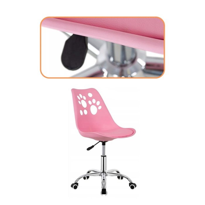 Scaun birou ergonomic, cu sezut din spuma, reglabil pe inaltime, maxim 120 kg, 90x49x48 cm, roz [3]