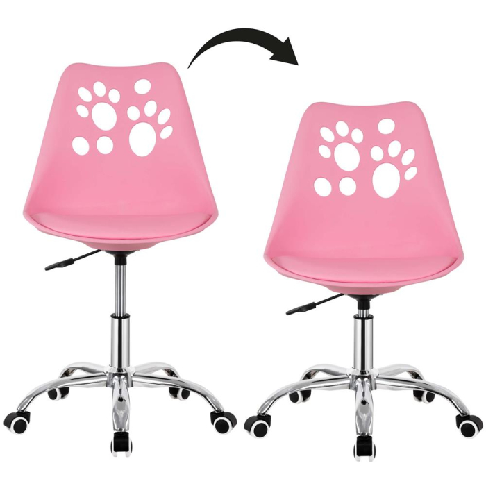 Scaun birou ergonomic, cu sezut din spuma, reglabil pe inaltime, maxim 120 kg, 90x49x48 cm, roz [23]