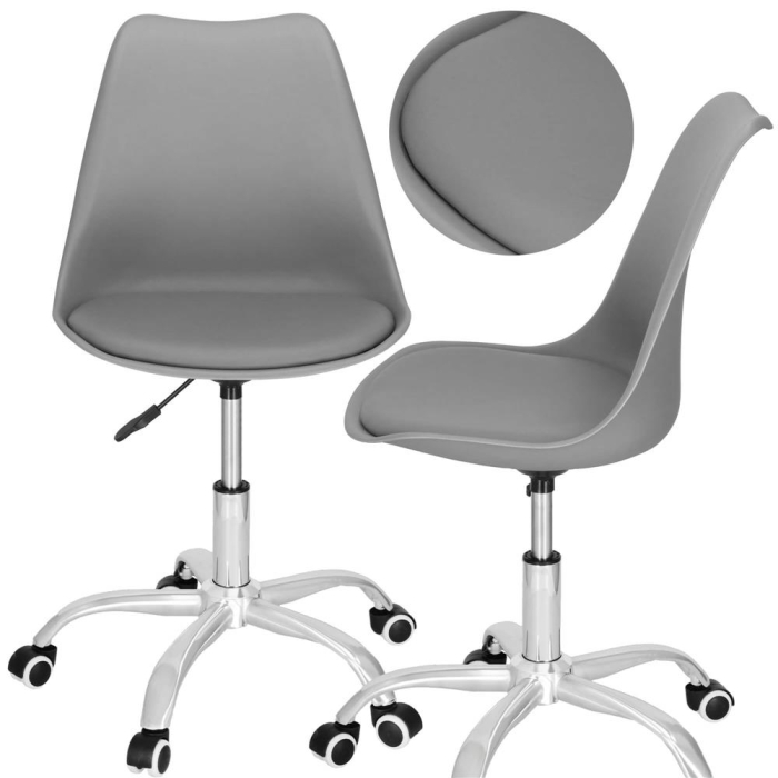 Scaun de birou ergonomic, piele ecologica, 150kg, baza otel, gri [4]