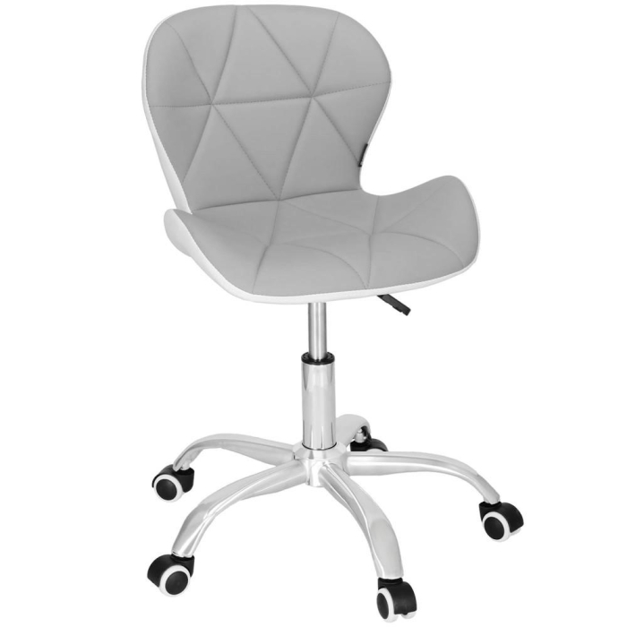 Scaun de birou ergonomic, tapitat cu piele ecologica, 120kg, alb gri [1]