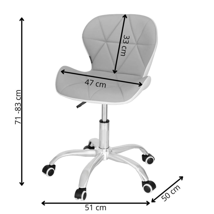 Scaun de birou ergonomic, tapitat cu piele ecologica, 120kg, alb gri [15]