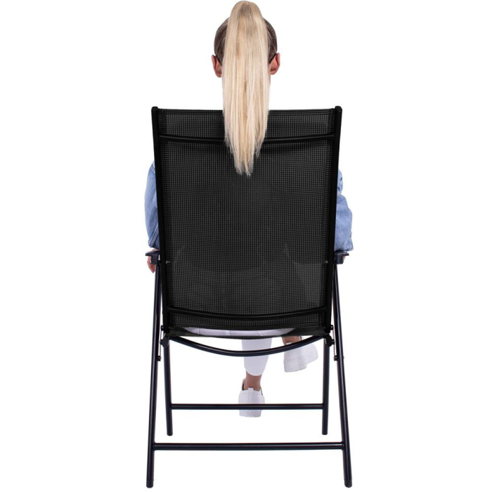 Scaun de gradina metalic, pliabil, 95x57x66cm, maxim 150kg, negru [11]