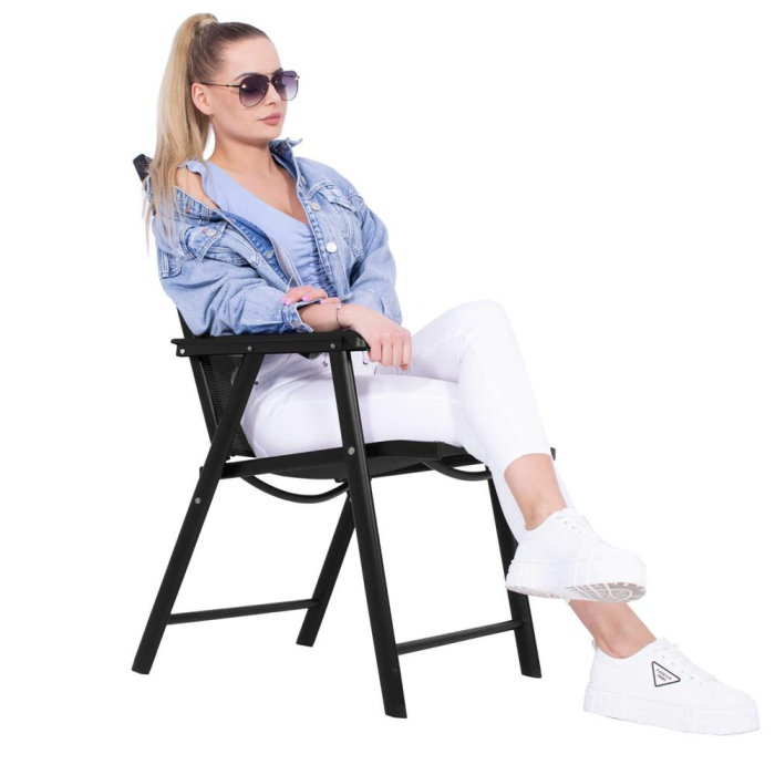 Scaun de gradina metalic, pliabil, 95x57x66cm, maxim 150kg, negru [18]