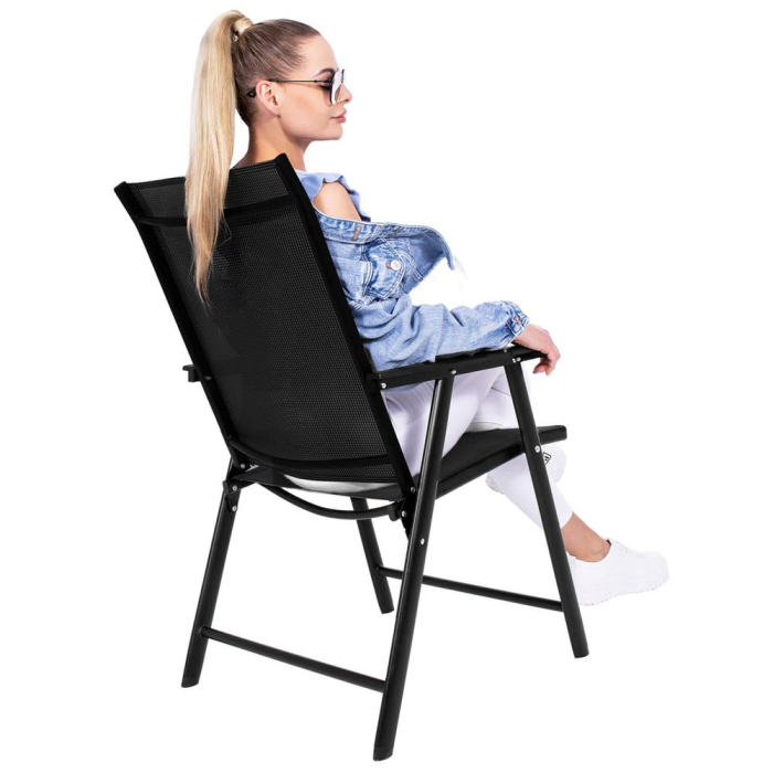 Scaun de gradina metalic, pliabil, 95x57x66cm, maxim 150kg, negru [21]