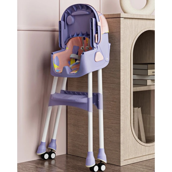 Scaun de Masa pentru Bebelusi si Copii, , 2 Tavite cu Jucarii si Husa Detasabile, Multifuncțional, Stabil, Centura de Siguranta, Spatar Reglabil Moale, Balansoar, Cos de Depozitare, de la 6 Luni, 97x73x65cm, Mov [9]