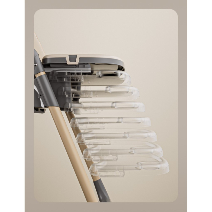 Scaun de Masa pentru Bebelusi si Copii, , 2 Tavite si Husa Detasabile, Multifuncțional, Stabil, Centura de Siguranta, Inaltime Ajustabila, Spatar Reglabil Moale, Cos de Depozitare, 100x50x80cm, de la 6 Luni, Crem [5]