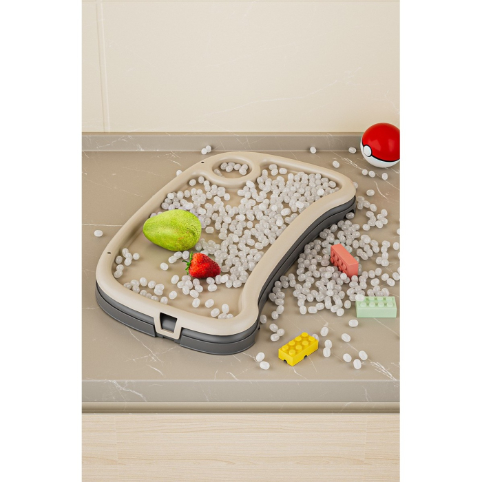 Scaun de Masa pentru Bebelusi si Copii, , 2 Tavite si Husa Detasabile, Multifuncțional, Stabil, Centura de Siguranta, Inaltime Ajustabila, Spatar Reglabil Moale, Cos de Depozitare, 100x50x80cm, de la 6 Luni, Crem [4]