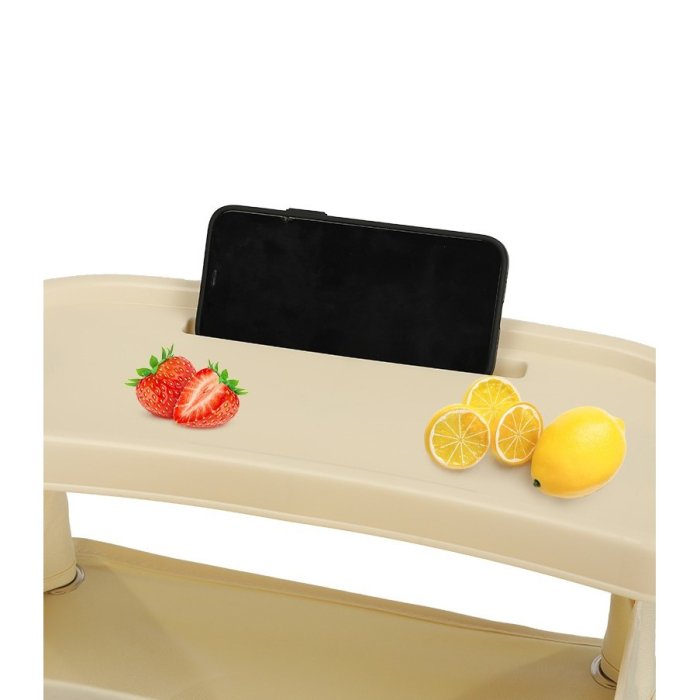 Scaun de Masa pentru Bebelusi si Copii, , Tavita si Husa Detasabile, Multifuncțional, Stabil, Centura de Siguranta, Cos de Depozitare, Bej, cu Umbrela Verde, de la 6 Luni [6]