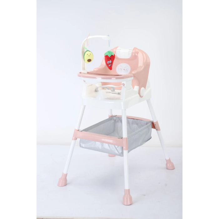 Scaun de Masa pentru Copii, , Multifunctional, Pliabil, cu Roti, Cos de Depozitare, din Plastic, Centura de Siguranta, Suport de Agatat Jucarii, 110 x 60 x 70 cm, Roz [5]