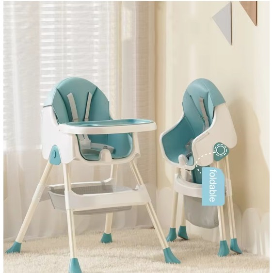 Scaun de Masa Pliabil 3in1, , Reglabil, Multifunctional, 3 Pozitii, Masuta si Husa Detasabile, Centura de Siguranta, Albastru [6]