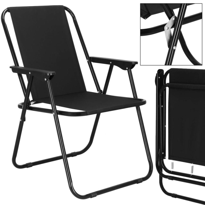 Scaun de plaja Sersimo, pliabil, 100kg, 52x73cm, negru [17]