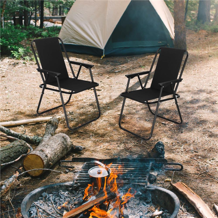 Scaun de plaja Sersimo, pliabil, 100kg, 52x73cm, negru [9]