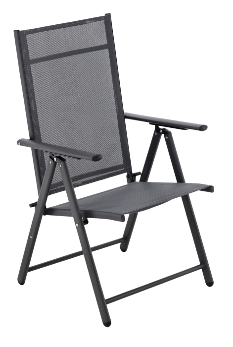 Scaun metalic de gradina, pliant, cu spatar reglabil, din otel, 60x58x100cm, gri [5]