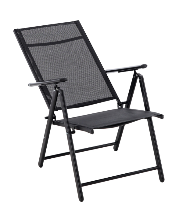 Scaun metalic de gradina, pliant, cu spatar reglabil, din otel, 60x58x100cm, negru [3]