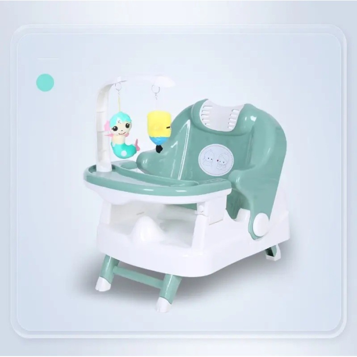 Scaun pentru Copii 2 in 1, , pentru Servit Masa si pentru Baie, Multifunctional, Pliabil, Portabil, din Plastic, Spatar Reglabil, 58 x 39 cm, Verde Deschis [2]