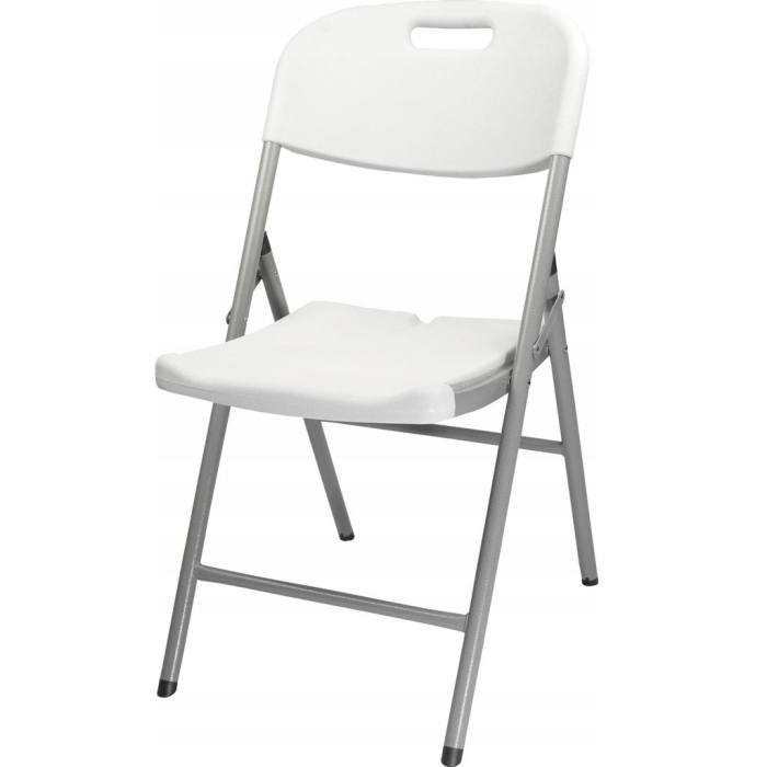 Scaun pliabil 54x46x86 cm, otel si HDPE, antiderapant, alb [1]