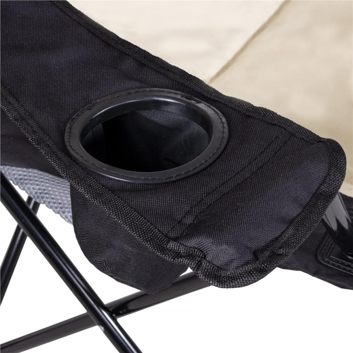 Scaun pliabil camping sau pescuit Premium, cu suport pahar, crem si negru [4]