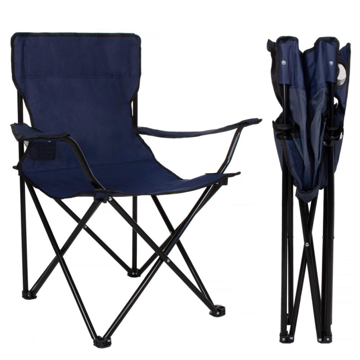 Scaun pliabil camping sau pescuit Sersimo, cu suport pahar, albastru inchis [13]