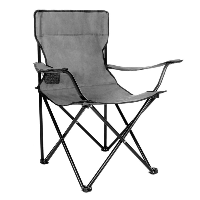 Scaun pliabil camping sau pescuit Sersimo, cu suport pahar, gri [14]