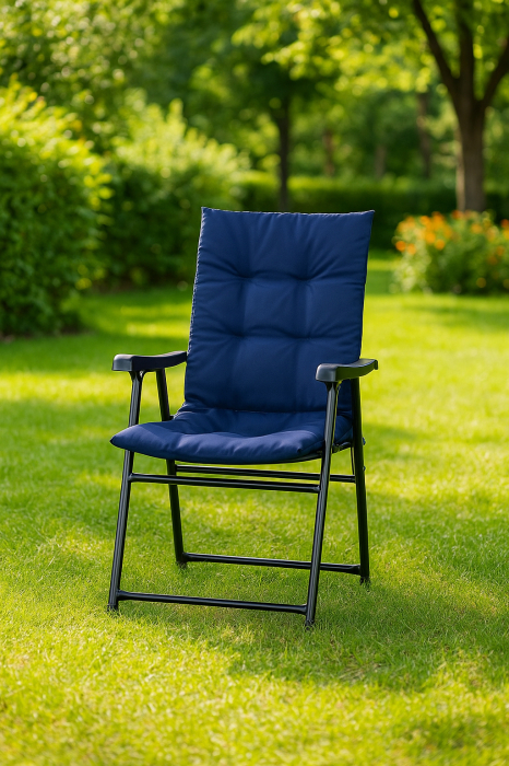 Scaun pliabil de gradina cu perna, structura metalica, 59x66x90 cm, albastru [10]