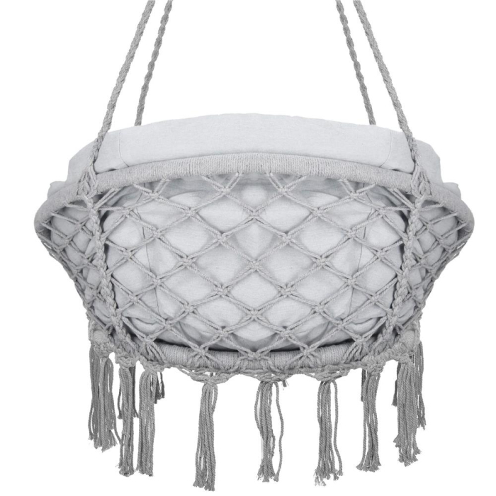 Scaun rotund Sersimo tip leagan suspendat cu perna Confort Plus casa sau gradina, gri [7]