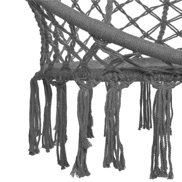 Scaun rotund Sersimo tip leagan suspendat cu perna Confort Plus casa sau gradina, gri inchis [4]