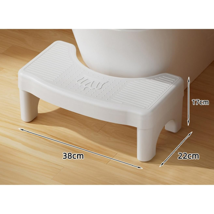 Scaunel WC, , Tratament Impotriva Hemoroizilor si Constipatiei, Scaun Inaltator WC Copii, Suport Picioare WC, Taburet Inaltator Pozitia Corecta Ghemuit Pe WC, Plastic Rezistent, 17x22x38 cm, Alb [4]