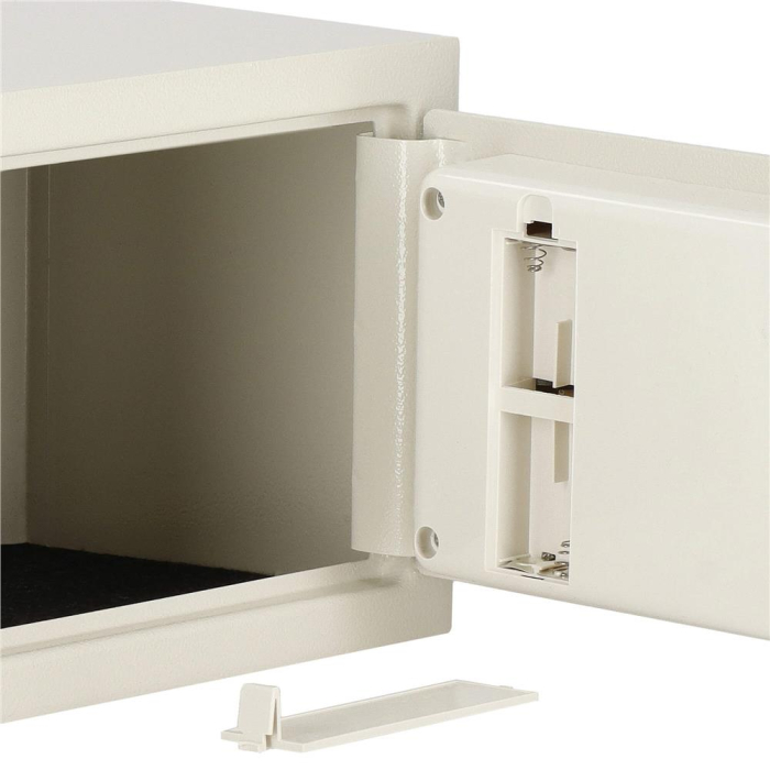 Seif electronic standard cu cifru si cheie, 200x300x200 mm, Otel, Bej [9]