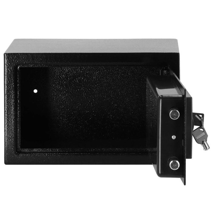 Seif electronic standard cu cifru si cheie, 200x310x200 mm, Otel, Negru [8]