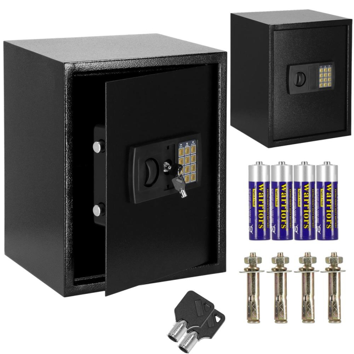 Seif electronic standard cu cifru si cheie, 415x350x310 mm, negru [14]