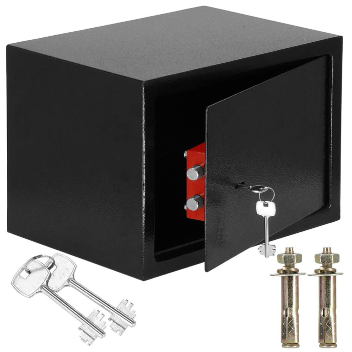 Seif standard cu cheie, 200x310x200 mm, Otel, Negru [11]