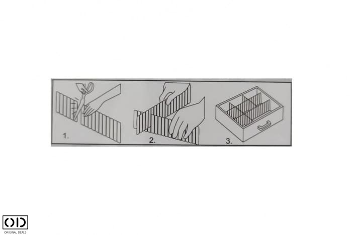 Separatoare pentru Organizare Sertare, Ajustabile Manual, PVC, Alb, 55 x 10 cm, Premium [3]