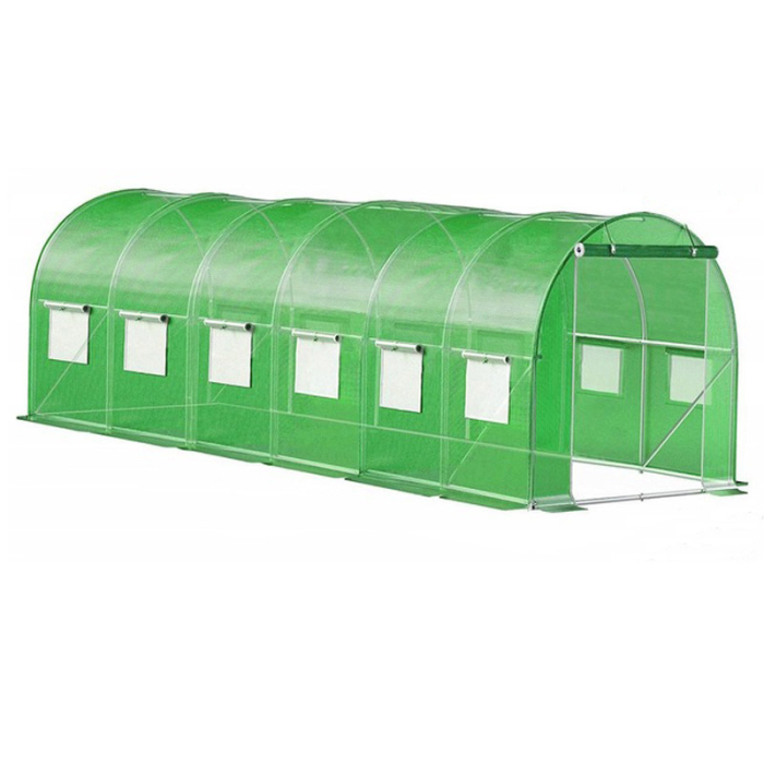 Sera de gradina, tip tunel cu cadru metalic, 300x600cm, 13 ferestre, verde, 18 mp [1]