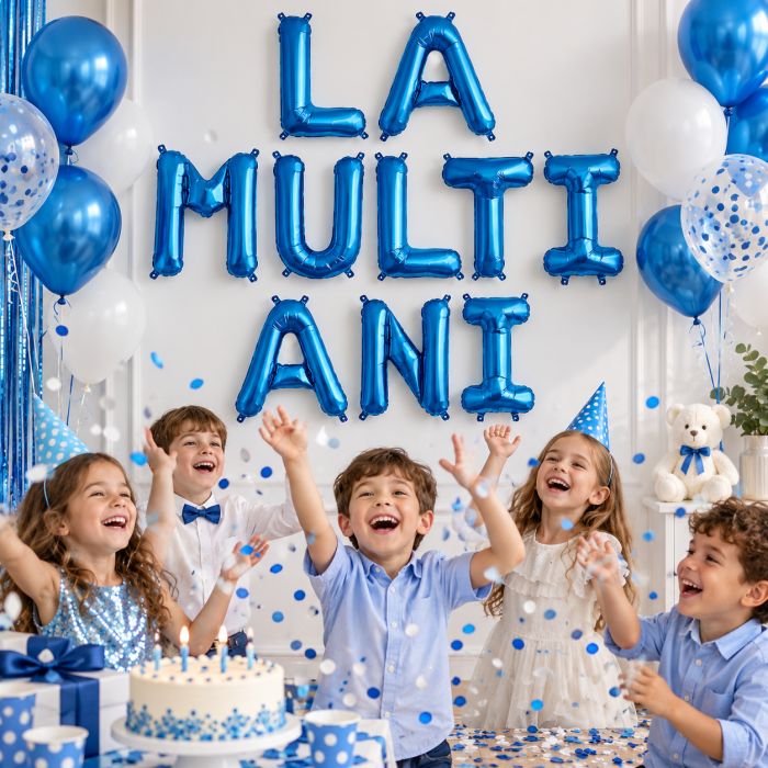 Set 10 Baloane din Folie Metalizata, Figurine Litere, Model La multi ani, Tema Aniversare, 40 cm, Ambalaj Individual, Pai Inclus, ORIGINAL DEALS [6]