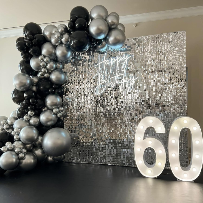 Set 10 Baloane din Latex Chrome, , Model Party, 13 cm, Silver, 1 g [3]