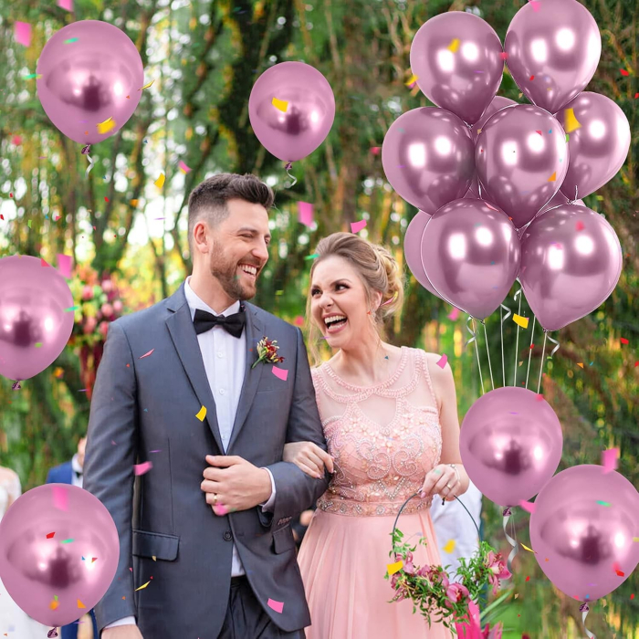 Set 10 Baloane din Latex Chrome, , Model Party, 23 cm, Mov, 2.2 g [3]