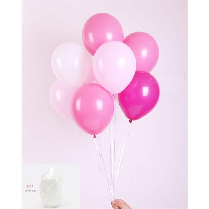 Set 10 Baloane din Latex Metalizate, , Model Party, 23 cm, Alb si Roz, 2.2 g [2]