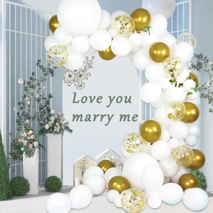 Set 10 Baloane din Latex, , Model Party, 13 cm, Albe, 2.2 g [4]