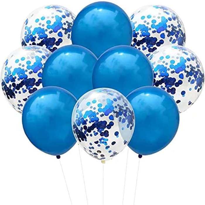 Set 10 Baloane din Latex, , Model Party Confetti, 5 x Confetti, 5 x Albastru, 25 cm, 2.2g [3]