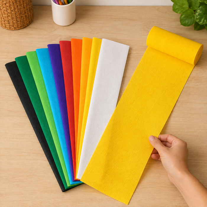 Set 10 Bucati Hartie Creponata Colorata pentru Lucru Manual si Activitati DIY, 10 Culori, ORIGINAL DEALS [8]