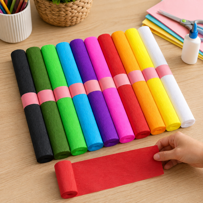 Set 10 Bucati Hartie Creponata Colorata pentru Lucru Manual si Activitati DIY, 10 Culori, ORIGINAL DEALS [9]