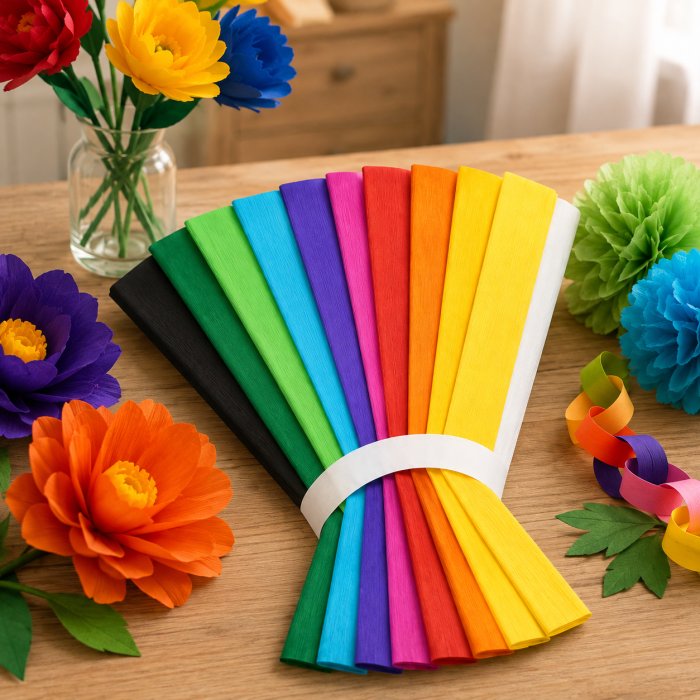Set 10 Bucati Hartie Creponata Colorata pentru Lucru Manual si Activitati DIY, 10 Culori, ORIGINAL DEALS [3]