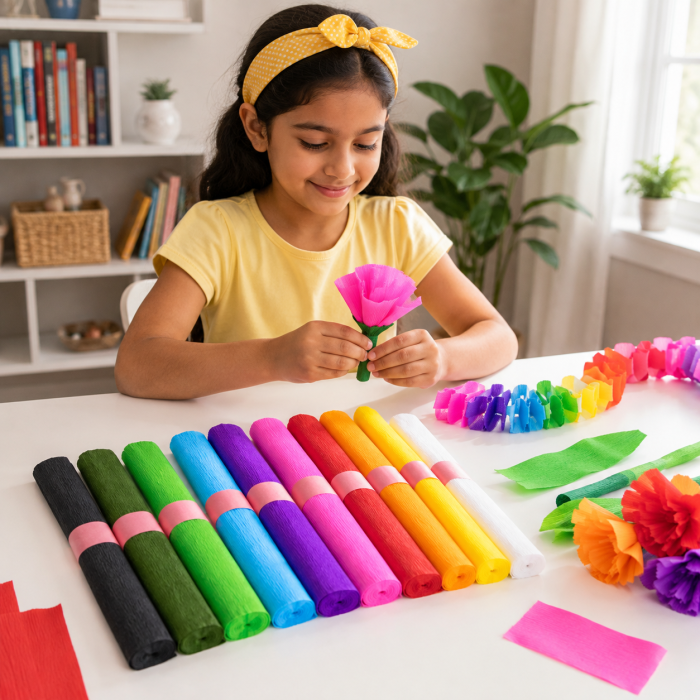 Set 10 Bucati Hartie Creponata Colorata pentru Lucru Manual si Activitati DIY, 10 Culori, ORIGINAL DEALS [6]