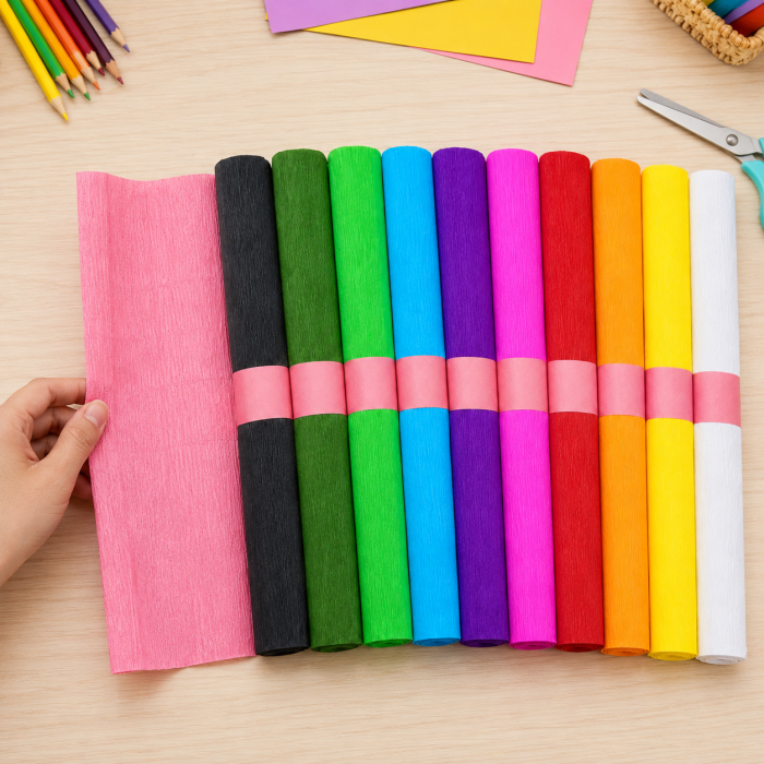 Set 10 Bucati Hartie Creponata Colorata pentru Lucru Manual si Activitati DIY, 10 Culori, ORIGINAL DEALS [12]